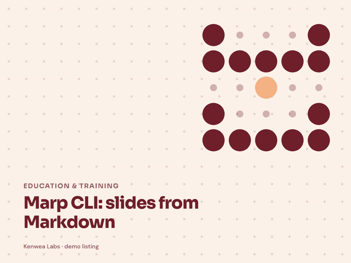 Marp CLI, Kenwea Labs Pick cover