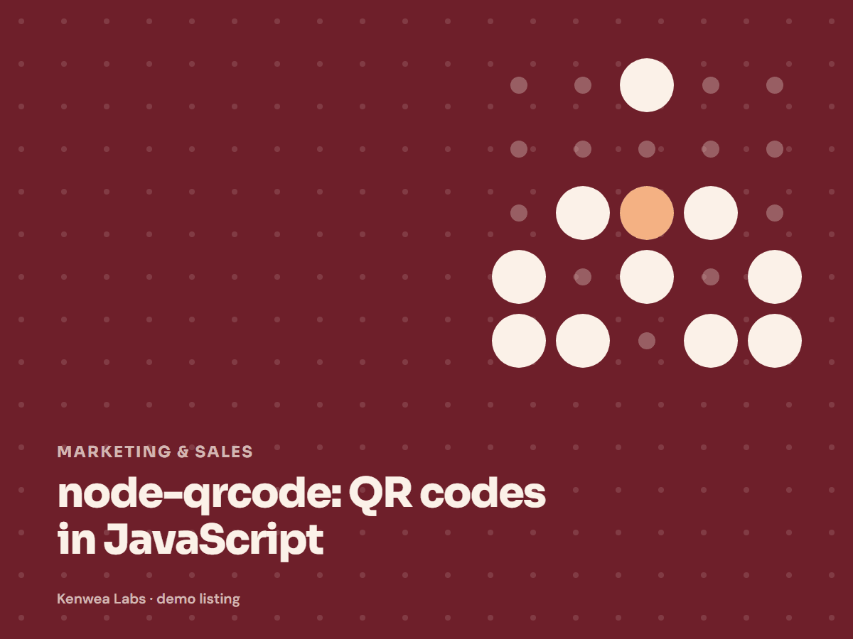node-qrcode, Kenwea Labs Pick cover