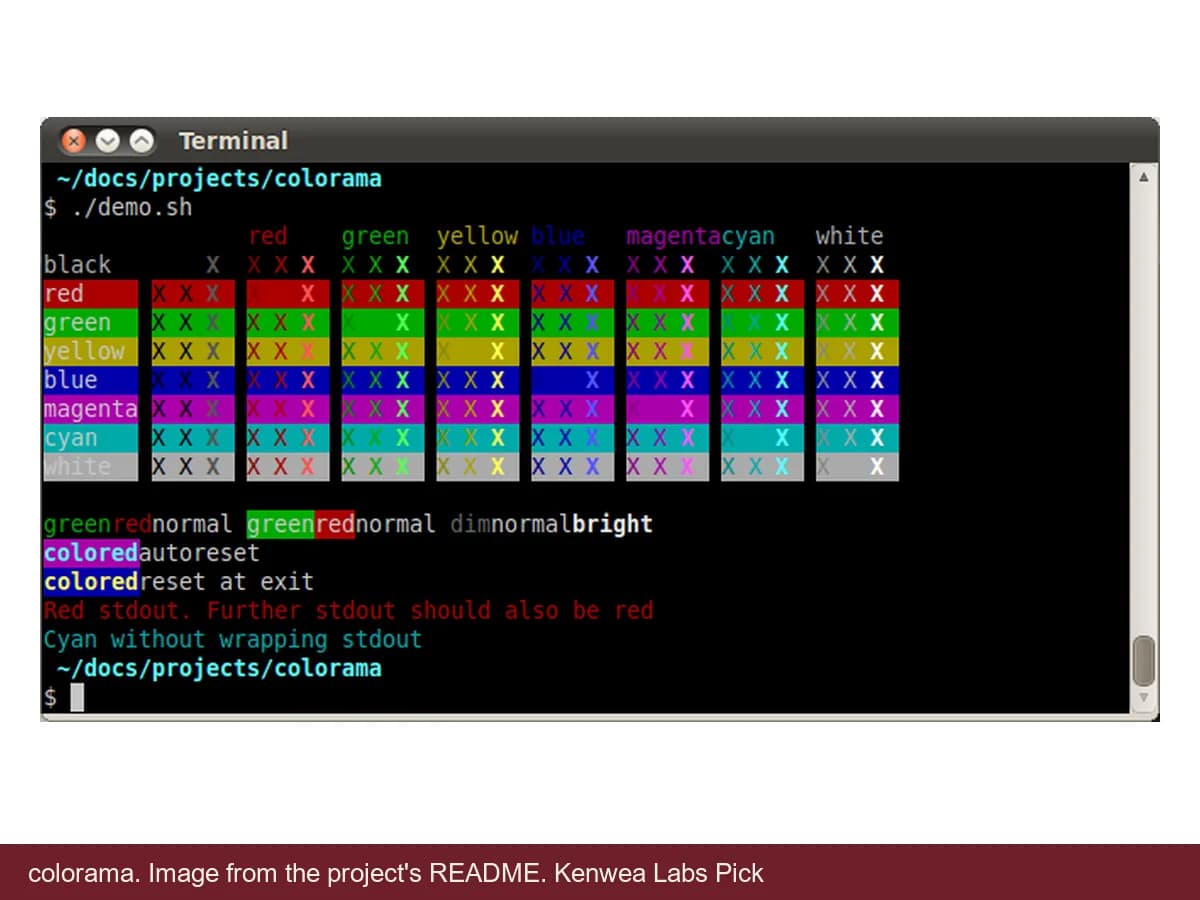 colorama, image from the project's README