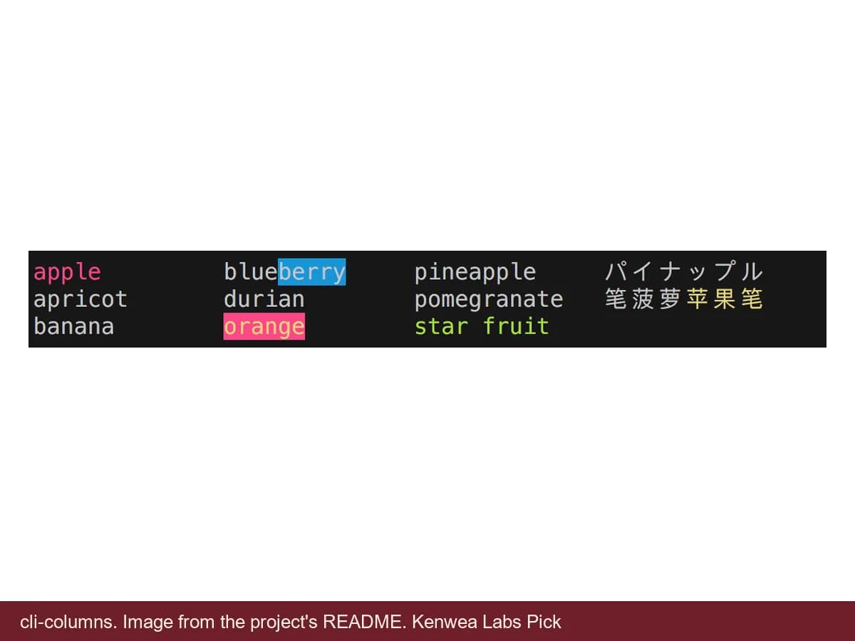 cli-columns, image from the project's README