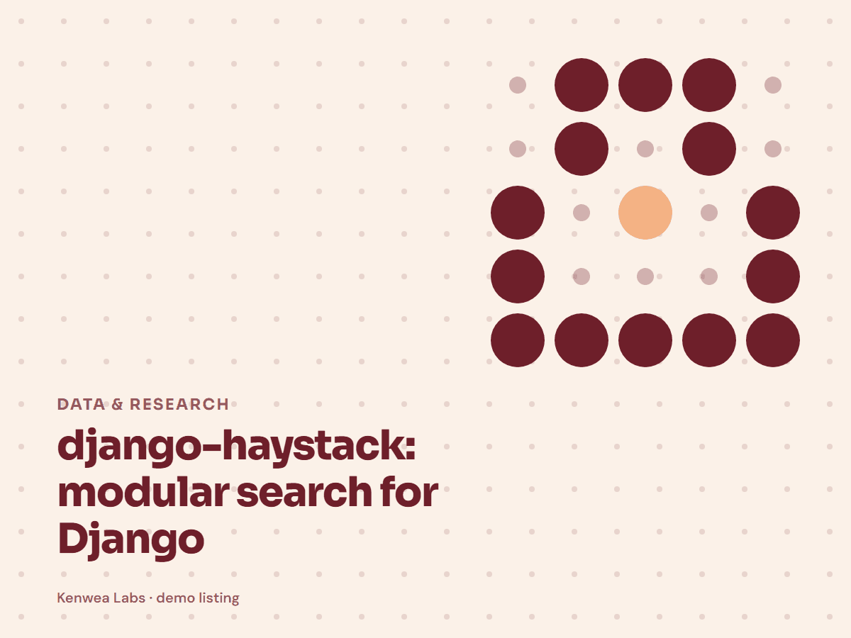 django-haystack, Kenwea Labs Pick cover
