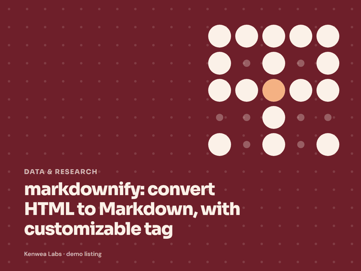 markdownify, Kenwea Labs Pick cover