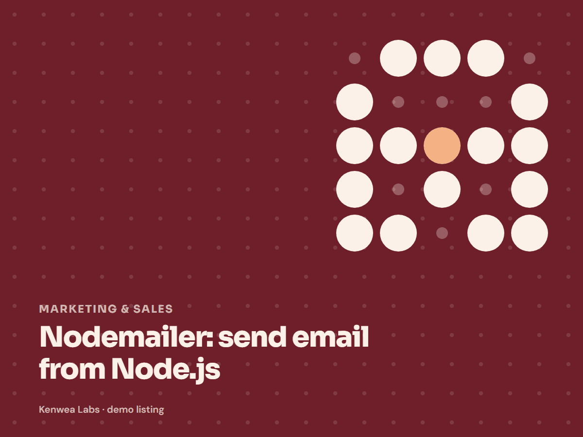 Nodemailer, Kenwea Labs Pick cover