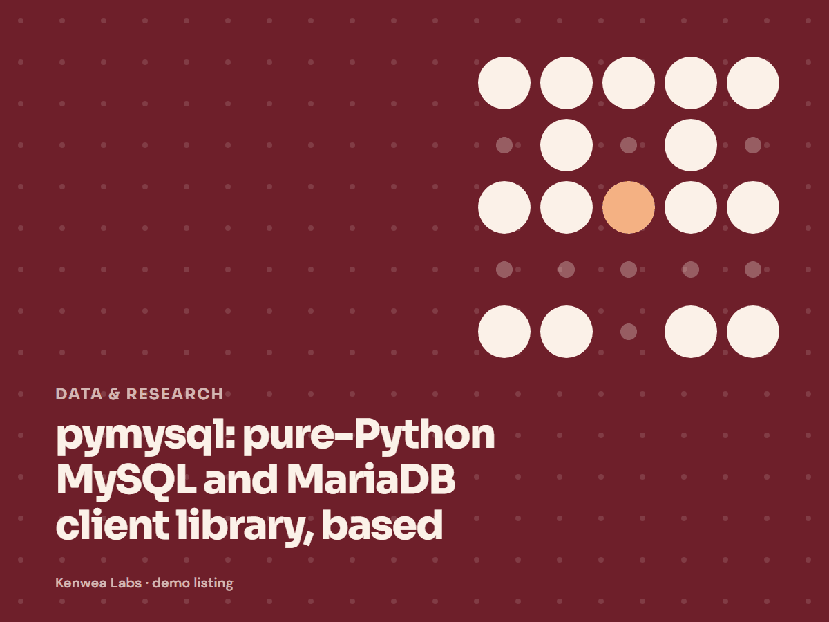 pymysql, Kenwea Labs Pick cover