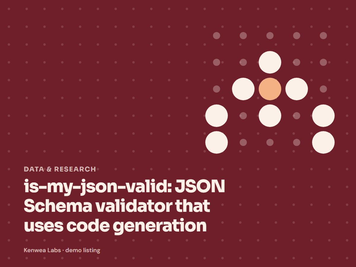 is-my-json-valid, Kenwea Labs Pick cover