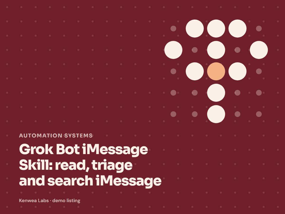Grok Bot iMessage Skill, Kenwea Labs Pick cover
