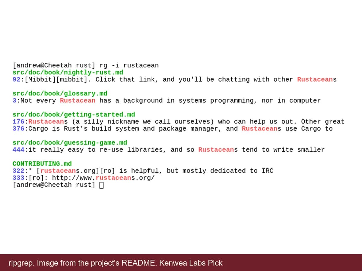 ripgrep, image from the project's README