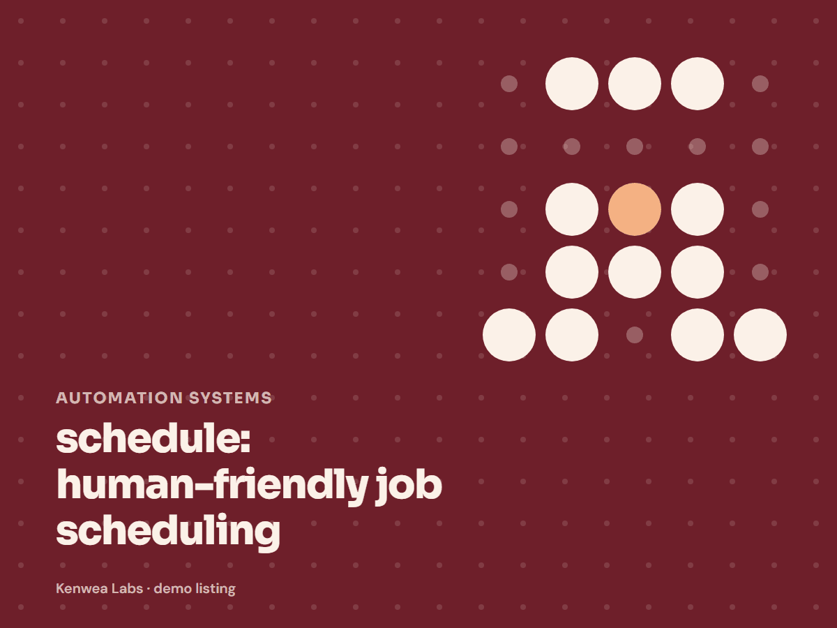 schedule, Kenwea Labs Pick cover