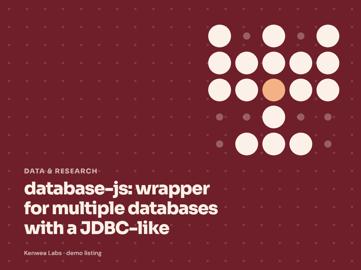 database-js, Kenwea Labs Pick cover