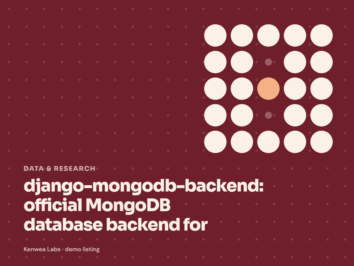 django-mongodb-backend, Kenwea Labs Pick cover