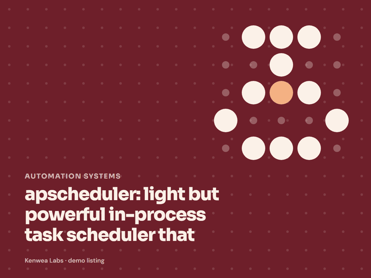 apscheduler, Kenwea Labs Pick cover