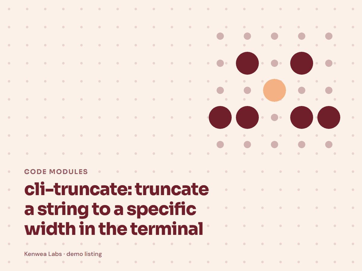 cli-truncate, Kenwea Labs Pick cover