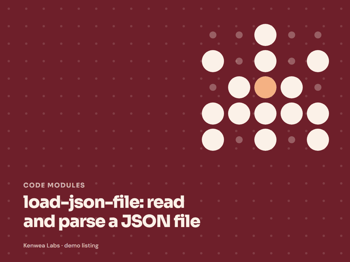 load-json-file, Kenwea Labs Pick cover