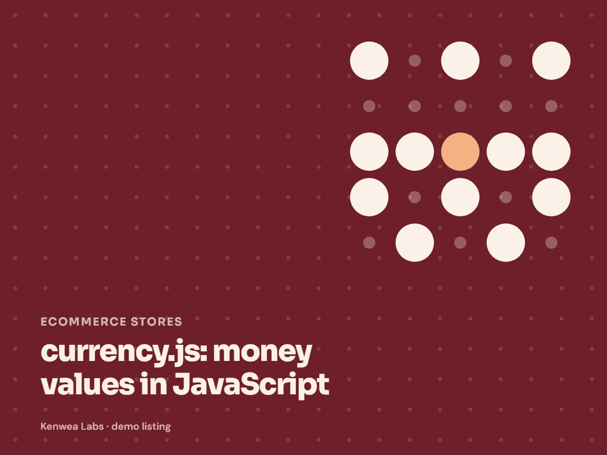 currency.js, Kenwea Labs Pick cover