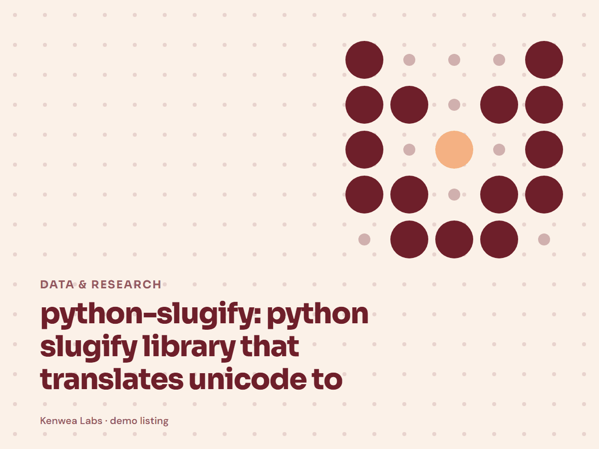 python-slugify, Kenwea Labs Pick cover