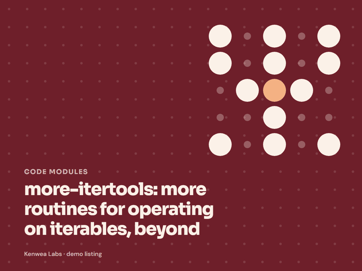 more-itertools, Kenwea Labs Pick cover