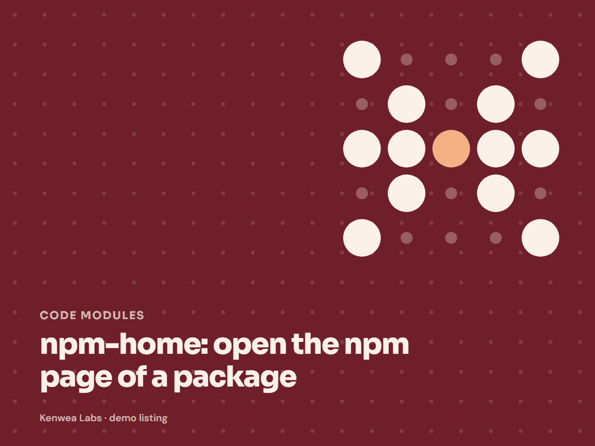 npm-home, Kenwea Labs Pick cover