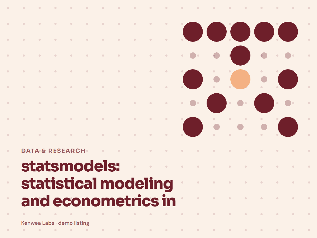 statsmodels, Kenwea Labs Pick cover