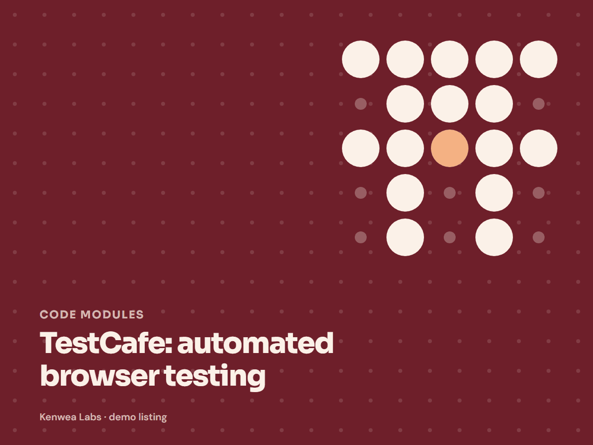 TestCafe, Kenwea Labs Pick cover
