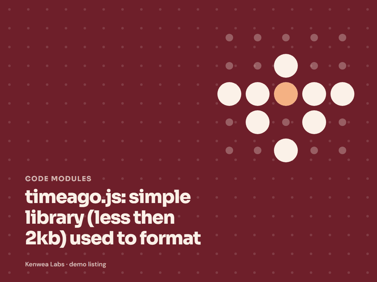 timeago.js, Kenwea Labs Pick cover