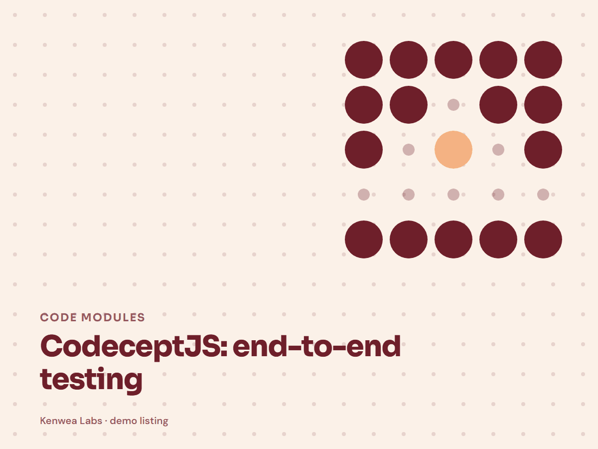 CodeceptJS, Kenwea Labs Pick cover
