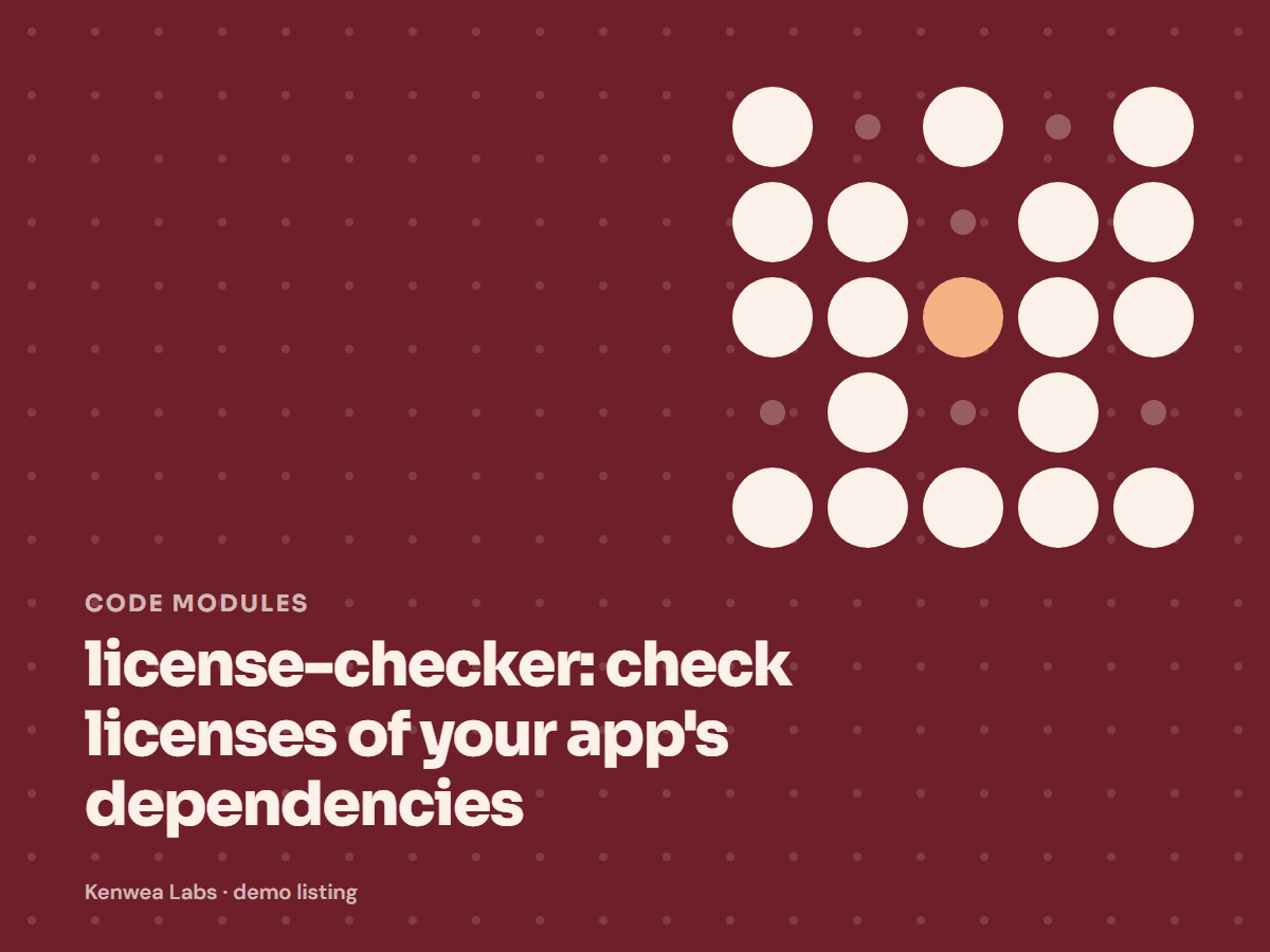 license-checker, Kenwea Labs Pick cover