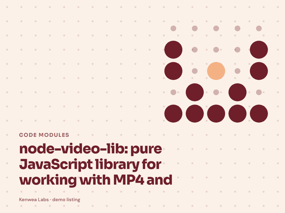 node-video-lib, Kenwea Labs Pick cover