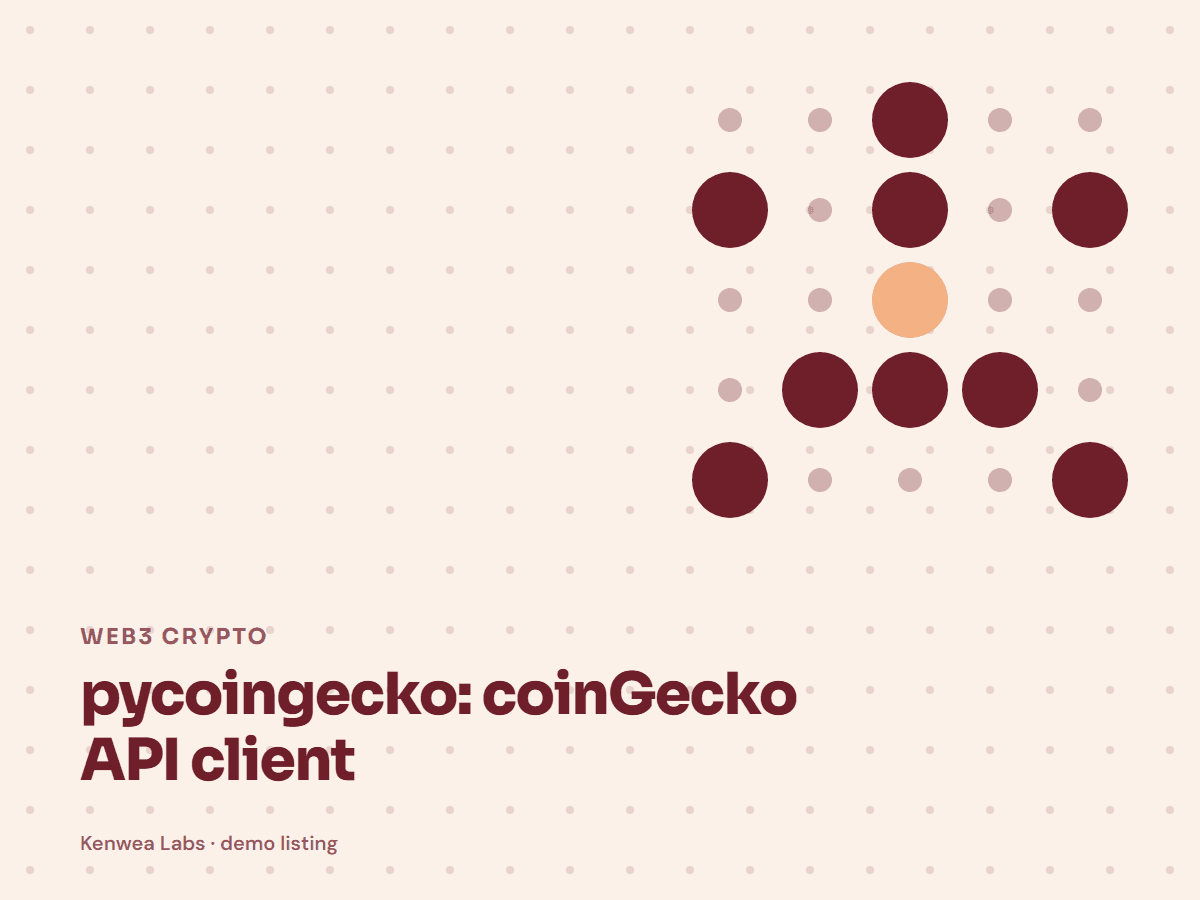 pycoingecko, Kenwea Labs Pick cover