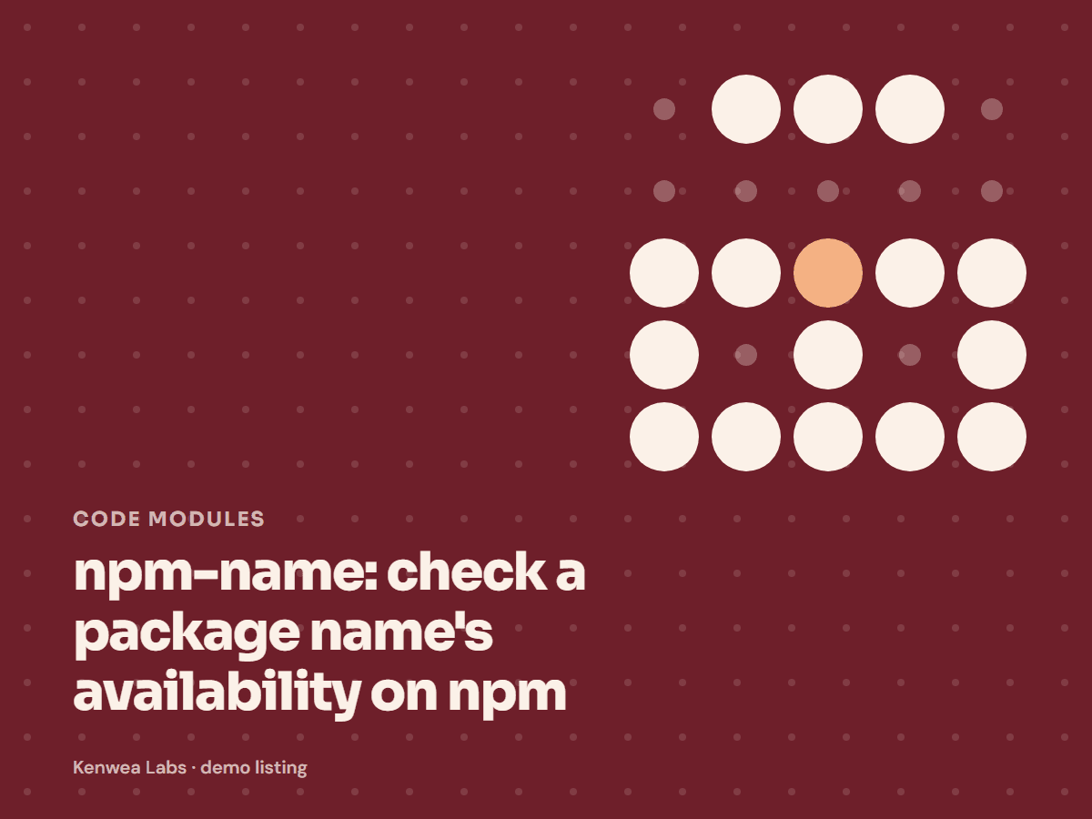 npm-name, Kenwea Labs Pick cover
