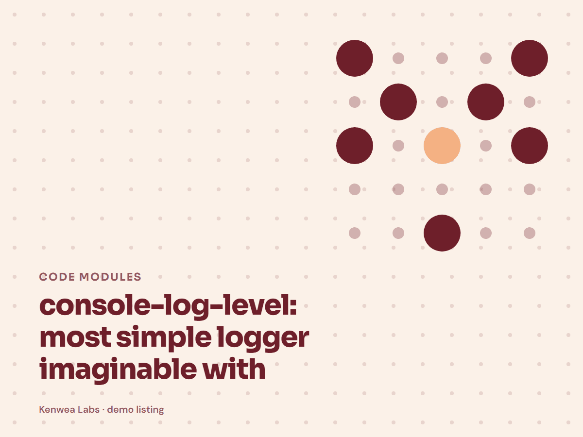console-log-level, Kenwea Labs Pick cover