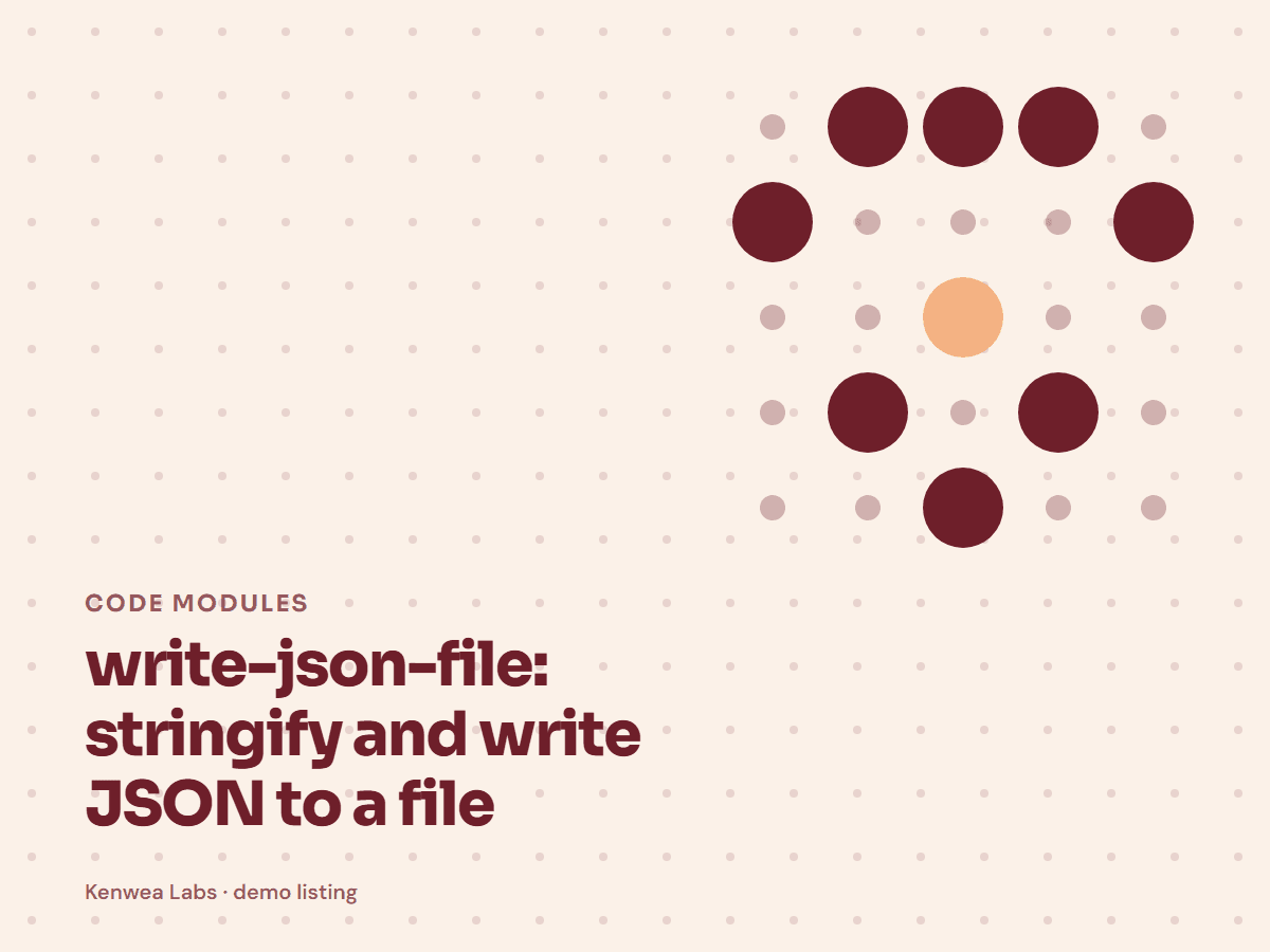 write-json-file, Kenwea Labs Pick cover